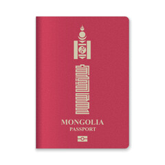 Mongolia Passport Cover with Gold Emblem and Text
