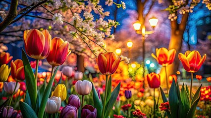 Obraz premium Vibrant Spring Wallpaper Backgrounds with Floral Patterns and Fresh Greenery for Seasonal Decor