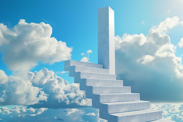 Fantastically beautiful staircase leading to cloudy sky