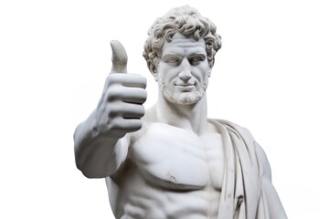 Greek sculpture doing thumbs up statue clothing apparel.