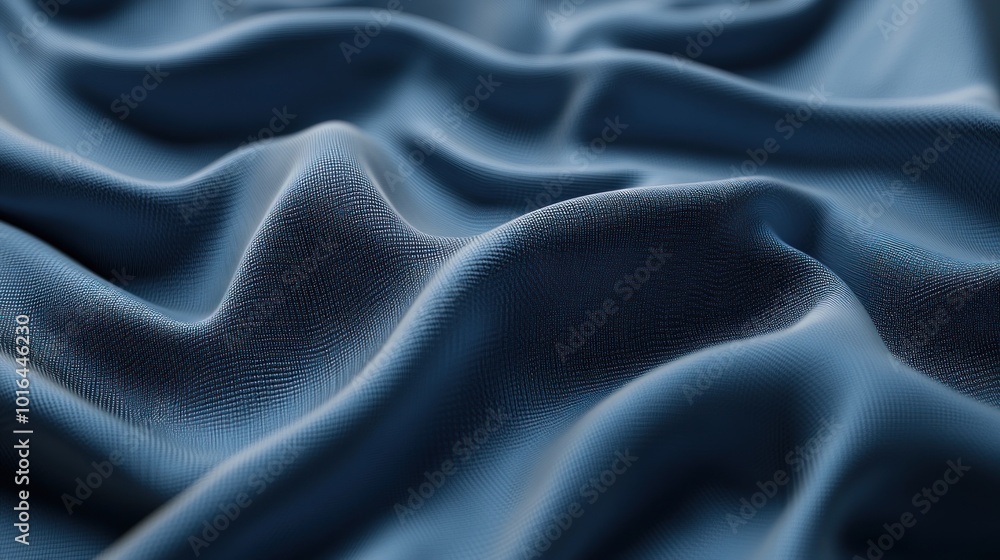 Poster abstract background of soft blue fabric with subtle folds and wrinkles.