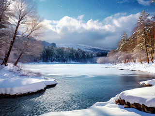 winter landscape with river