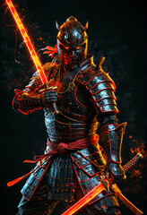 Japanese samurai with a samurai sword