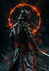 A soldier fighting with a samurai sword