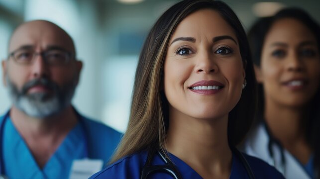 Confident smiling professional businesswoman leading a formal corporate discussion or meeting with her diverse team of coworkers or colleagues in a modern office environment