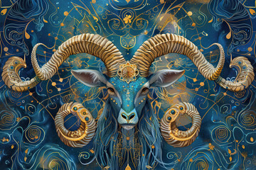 Fototapeta premium Astrological composition with concept of Capricorn zodiac sign symbol