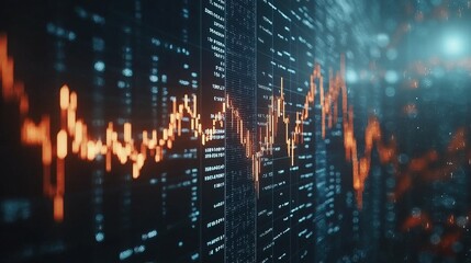 Naklejka premium A digital representation of a rising stock market graph on a computer screen 