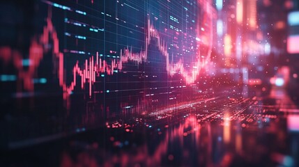 A digital representation of a rising stock market graph on a computer screen 