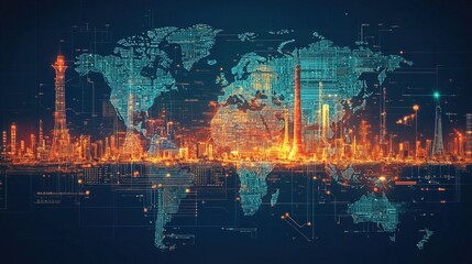 Obraz premium A digital map showing global renewable energy data 