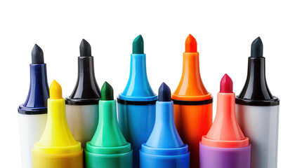 Colorful markers, white isolate background transparent