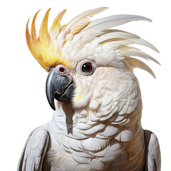 Cockatoo with striking feathers, isolated background transparent