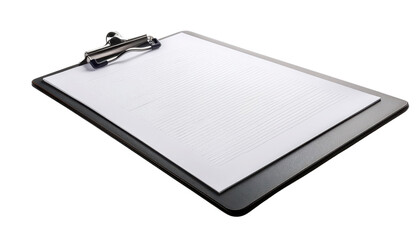 Clipboard with blank paper on white background. transparent