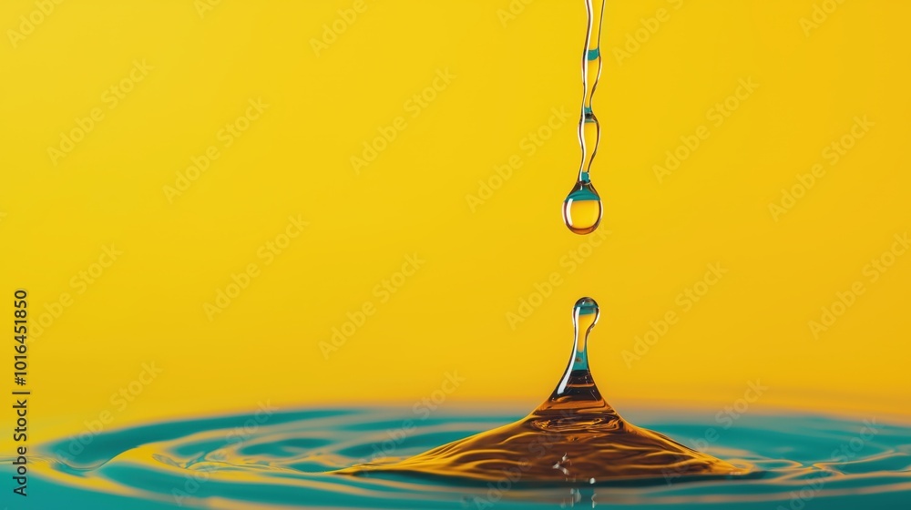 Poster vibrant splash of liquid droplets with dynamic movement and impact captured against a clean minimali