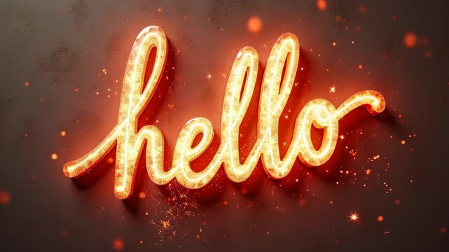 Hello inscription on a festive background, animation