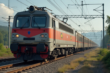 Obraz premium Freight Train on Tracks