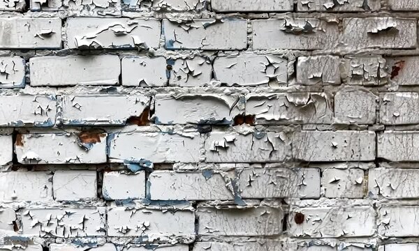 A textured white brick wall with assorted paint coverage, showcasing a rustic and varied appearance that adds character to architectural or interior design settings