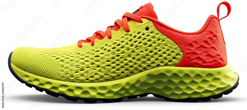 Poster a stylish running shoe displayed with ample space on the side for product details