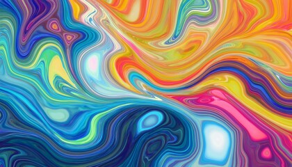 Abstract marbled acrylic paint ink painted waves painting texture colorful background banner - Bold colors, rainbow color swirls wave Generative AI