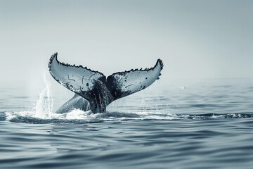 Fototapeta premium Fantastically beautiful majestic huge whale in ocean
