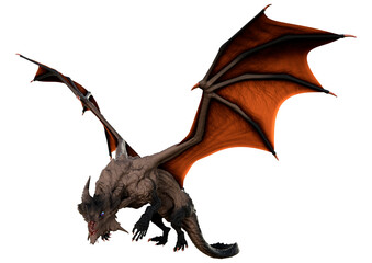 3D Rendering Fairy Tale Dragon on White