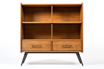 Modern wooden bookshelf with drawers