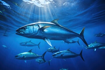 Fototapeta premium Majestic tuna swimming underwater