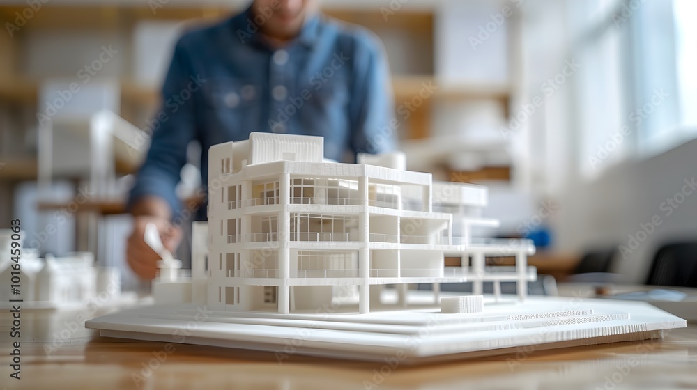 Poster architects using 3d printing to create building scale models for client visualization