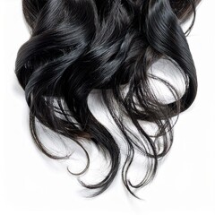 Curly Black Hair Close-up isolated on white background. Generative AI.