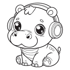 Adorable Baby Hippo Coloring Page Free Printable for Kids