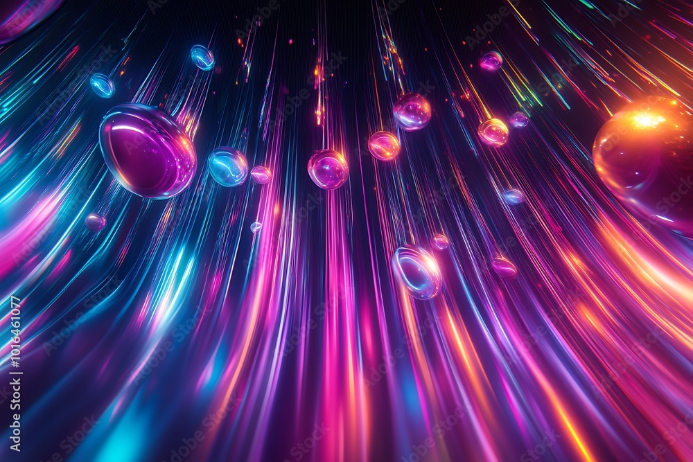Poster template, panel.texture with visual lighting effects and dynamic abstractions of lights and neon ran