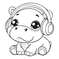 Adorable Baby Hippo Coloring Page Free Printable for Kids
