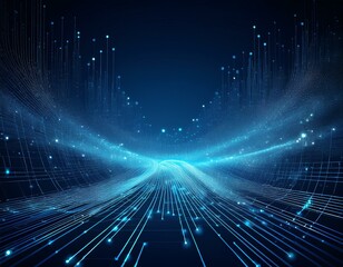 Digital graphic abstract background for technological processes, neural networks, digital data storage, particle flow, fundamentals of artificial intelligence Technology Network Background, banner