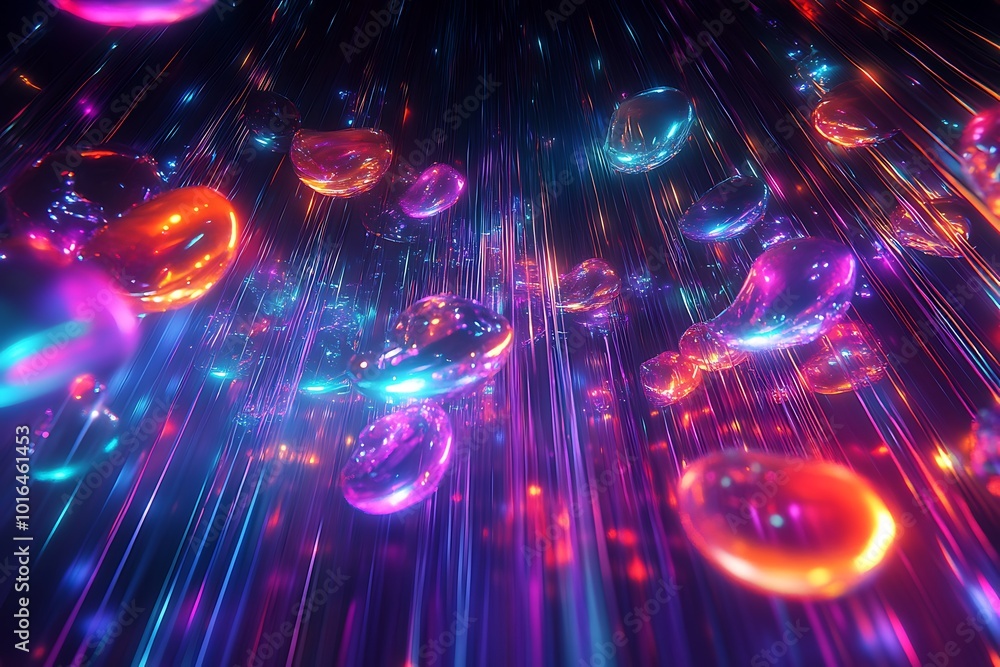 Fototapete template, panel.texture with visual lighting effects and dynamic abstractions of lights and neon ran