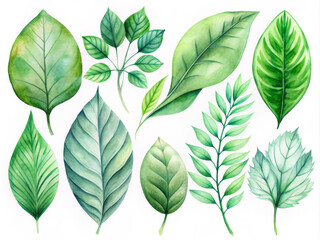 Fototapeta premium Lush green leaves in various shapes and sizes create vibrant and refreshing display, showcasing beauty of natures diversity