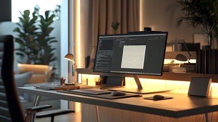 Minimalist and Inspiring Creative Workspace with Modern Furniture and Digital Drawing Essentials