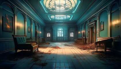 Halloween concept, scary abandoned hospital