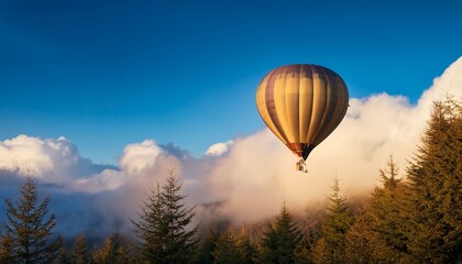 Obraz premium Hot air balloon heading towards the clouds in the sky.