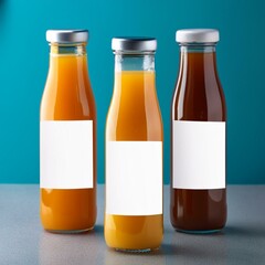 Juice Bottle Mock-Up. Bottles with Blank Label.