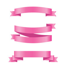 Pink shiny ribbon vector banners set of ribbon label pink bow curly ribbon wavy wavy ribbon