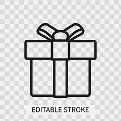 Vector gift box line icon editable stroke