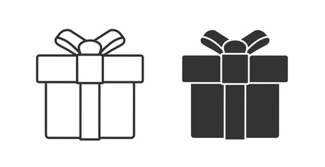 Vector gift box icon set. Surprise symbol. Holiday present sign on white background