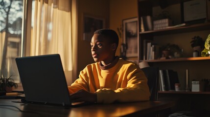 A person sitting at a desk with a laptop and possibly working or studying.