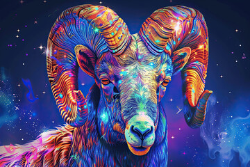 Astrological composition with concept of Aries zodiac sign symbol