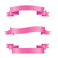 Pink shiny ribbon vector banners set of ribbon label pink bow curly ribbon wavy wavy ribbon