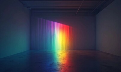 Obraz premium The Brilliant Glow of Radiant Neon Light Casts a Holographic Reflection of Rainbow Colors, Shimmering in a Spectrum of Futuristic Illumination