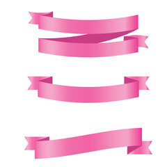 Pink shiny ribbon vector banners set of ribbon label pink bow curly ribbon wavy wavy ribbon