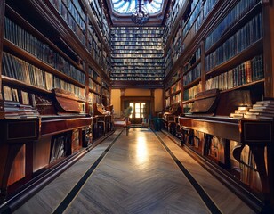 Fototapeta premium Piano music suitable for listening in a library