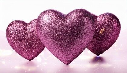 Obraz premium Pink glitter heart isolated
