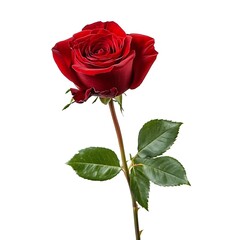 Beautiful red rose flower on white background