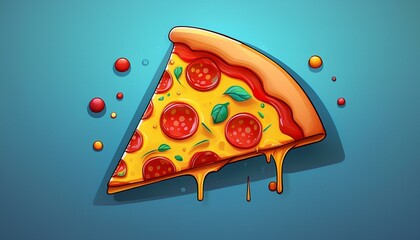 Pizza slice, game app icon isolated on a blue background